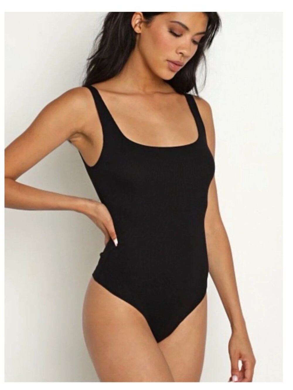 LNA Black Ribbed Sleeveless Bodysuit XS